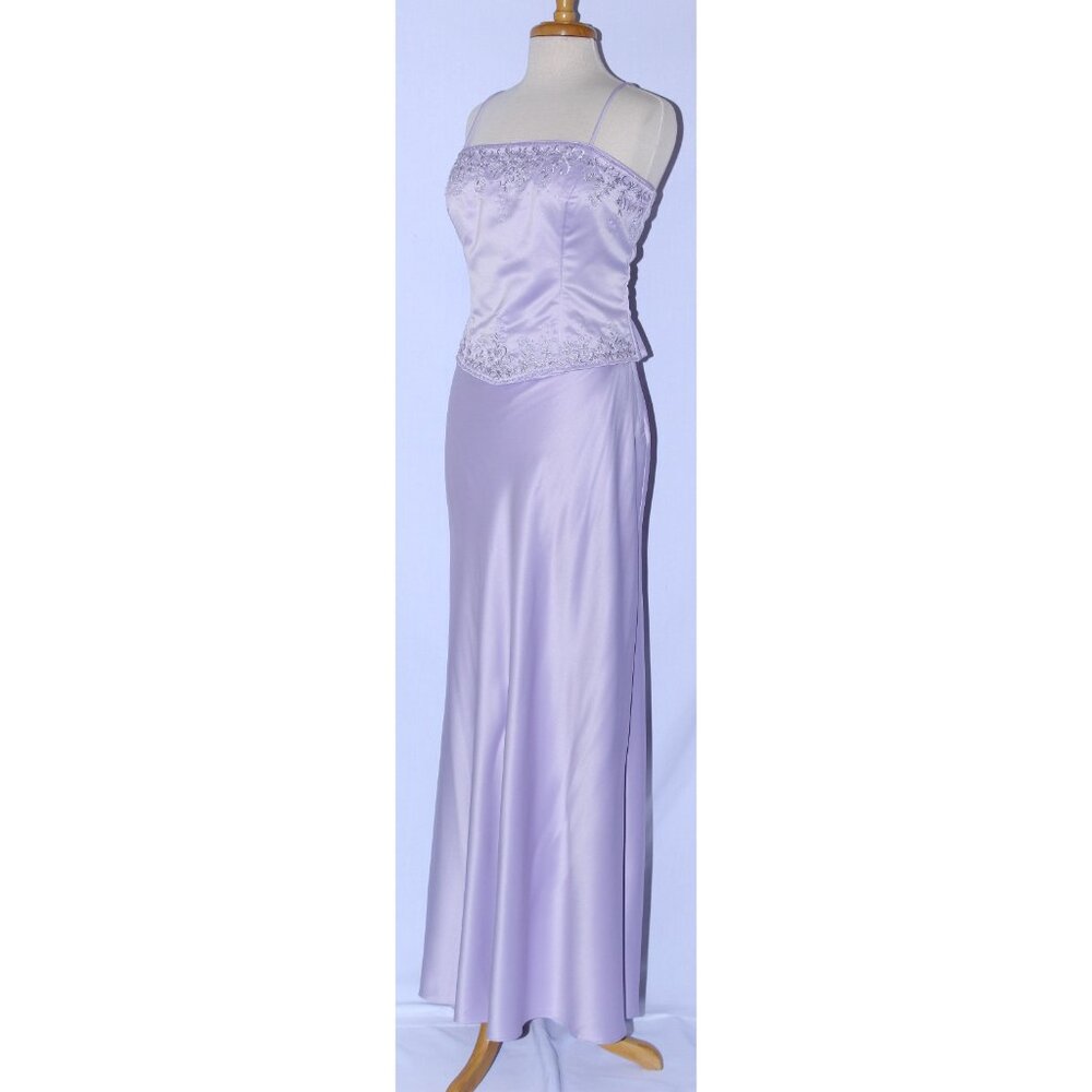 Rebecca #1572 Satin Two Piece Beaded Bridesmaid Dress-Size 2X-LILAC-NWT - Picture 3 of 5